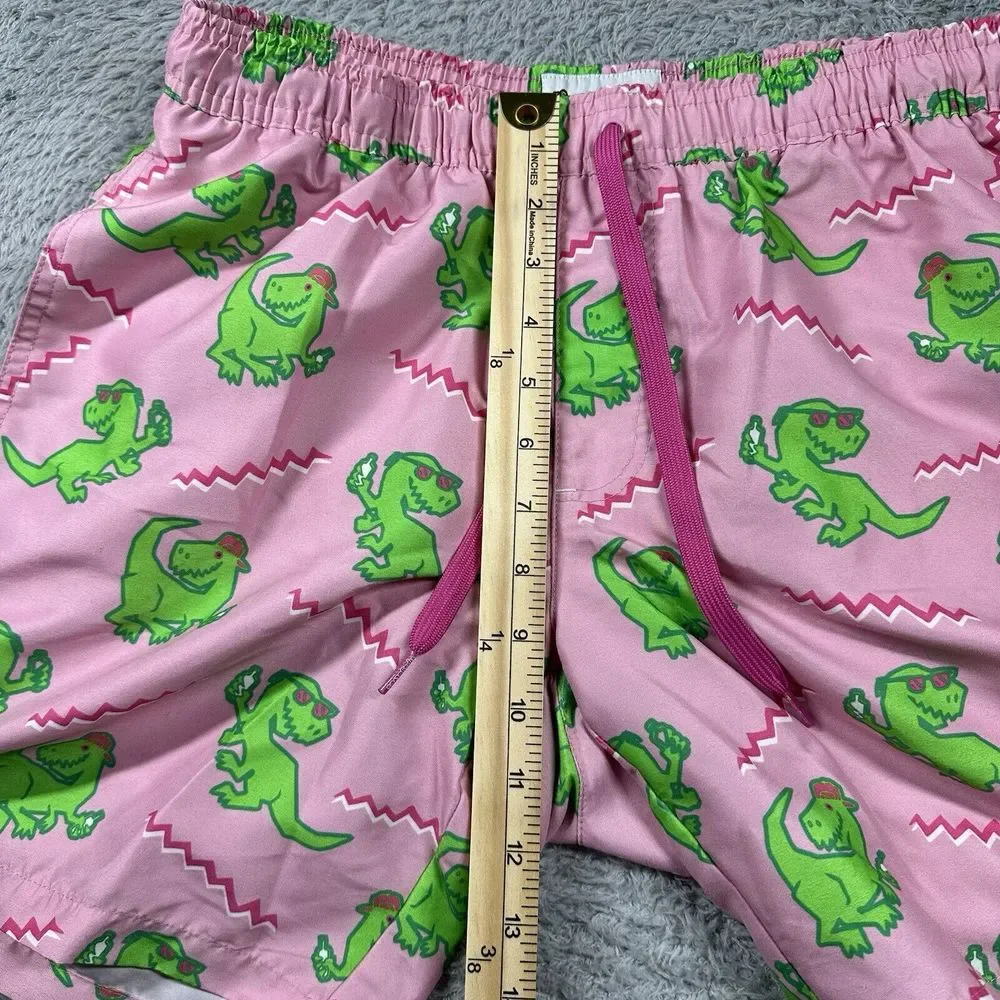 Tipsy Elves Swim Trunks Mens Medium Pink Dino Disco Dinosaur All Over‎ Print